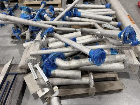 Pipe Spools, Flex Joints and Fittings, Stainless Steel, 2in to 8in Dia, SCH10S, Qty Approx 6 Pallets