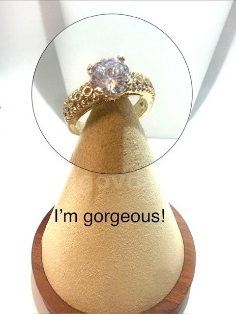 Gorgeous, Size 6 1/2, 2 Carat ,CZ, Bridal Ring, Real 24k Gold Filled