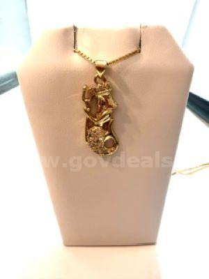 Beautiful, 18 Inch Box Chain Necklace, W/CZ Aquarius Zodiac Pendant, Real 24k Gold Filled