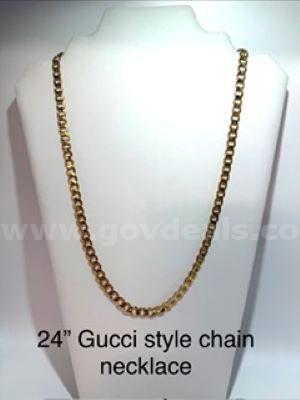 Beautiful, 24 Inch, Gucci Style Chain Necklace, Real 24k Gold Filled