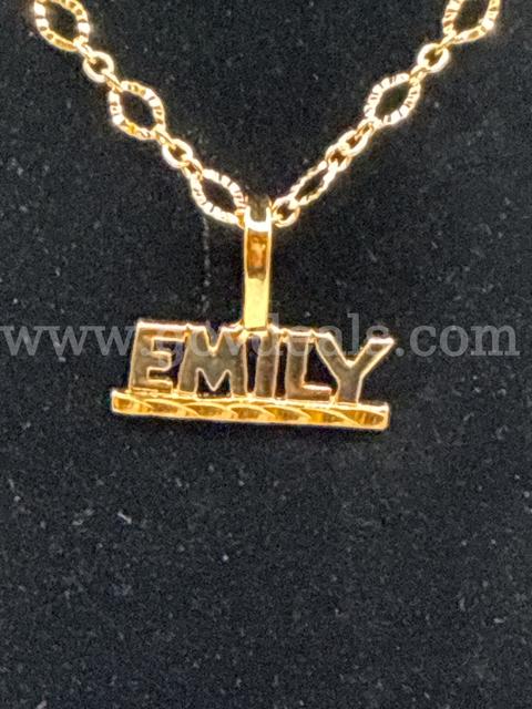 18 Inch, Small Link Necklace W/ “Emily” Pendant. 24k Real Gold Filled