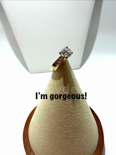 Gorgeous, Size 6, 2 Carat, Brilliant, CZ Solitaire, Bridal Ring, Real 24k Gold Filled