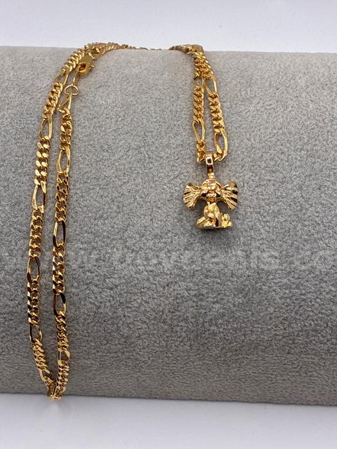 22” Figaro Necklace w/ Baby Elephant Pendant 24K Gold Filled