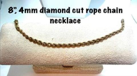 Gorgeous 8β, 4MM, Real 24k Gold Filled, Diamond Cut Rope Bracelet