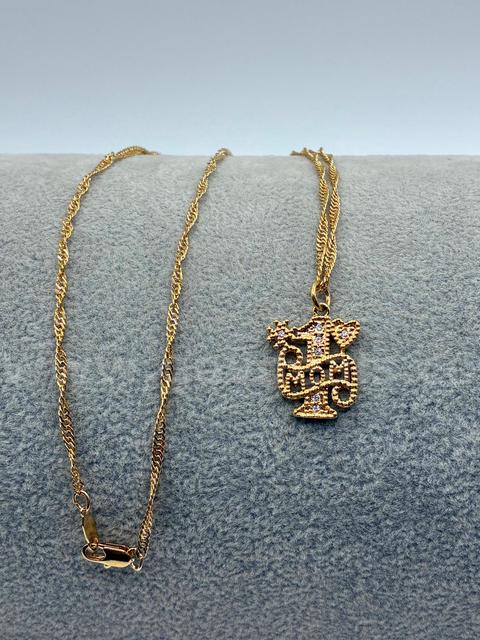 Gorgeous, Ladies, 20β Whisper Necklace W/ #1 MOM CZ Pendant, Real 24k Gold Filled,