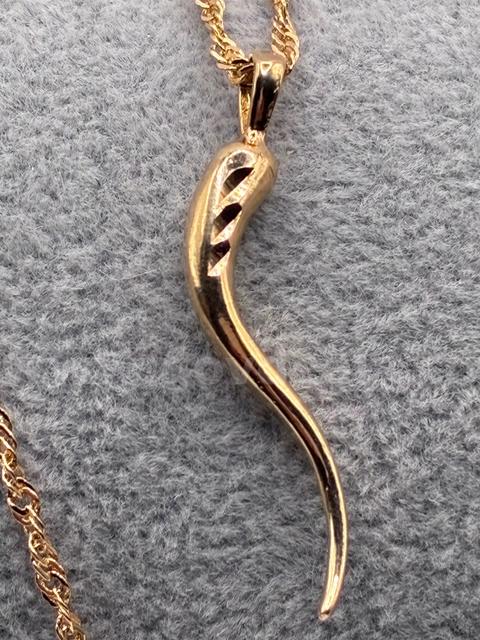 Gorgeous, 24k Gold Filled, Ladies 24” Whisper Necklace W/ Italian Horn Pendant
