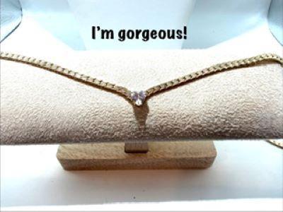 Gorgeous, 18 Inch, Real 24k Gold Filled, Flex Chain Necklace, W/CZ Heart Pendant