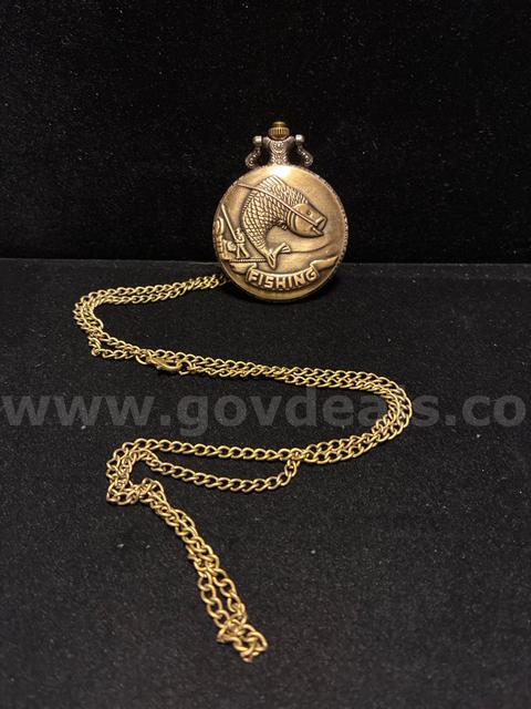 Fishing Pocket Watch. FREE SHIPPING W/ BUY IT NOW!
