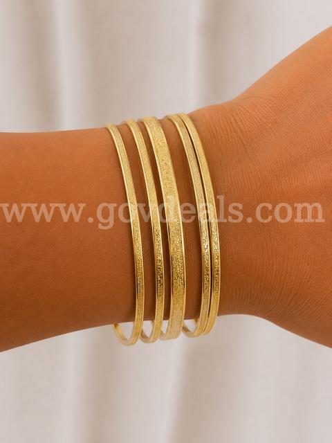 (5) 2 3/4 Diameter, Textured Finished Bangles, 24K Gold Filled.