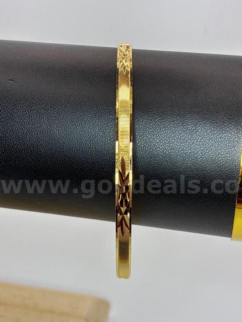 2 3/4 Diameter, Greek-key Diamond-cut Bangle, 24K Gold Filled.