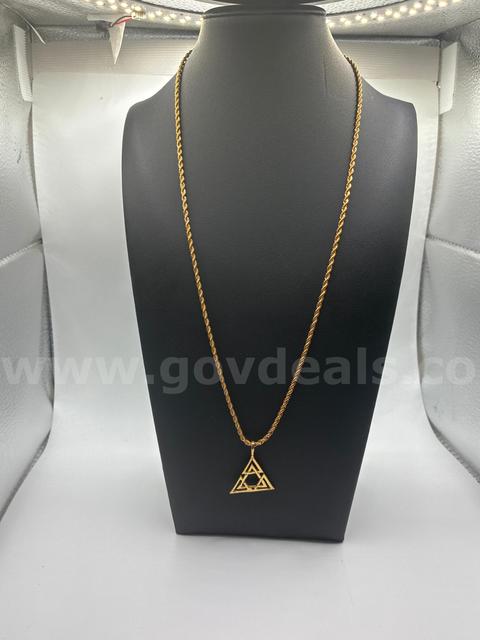 Beautiful, 2MM, 22 Inch, Real 24k Gold Filled, Diamond Cut Rope Chain Valknut Pendant Necklace