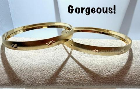 Gorgeous, Size, Extra Large, Diamond Cut, Real 24k Gold Filled, Bangle Bracelets
