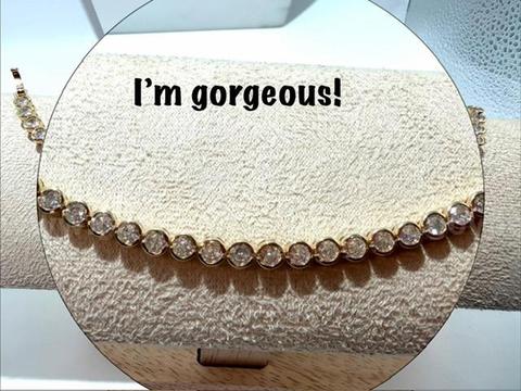 Beautiful, 8 Inch, Ladies, Real 24k Gold Filled, Framed CZ Tennis Bracelet