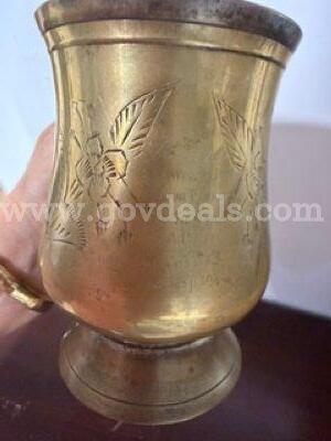 Vintage Brass Etched Mug