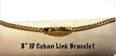Beautiful, 8 Inch, Real 24k Gold Filled, ID Cuban Link Bracelet
