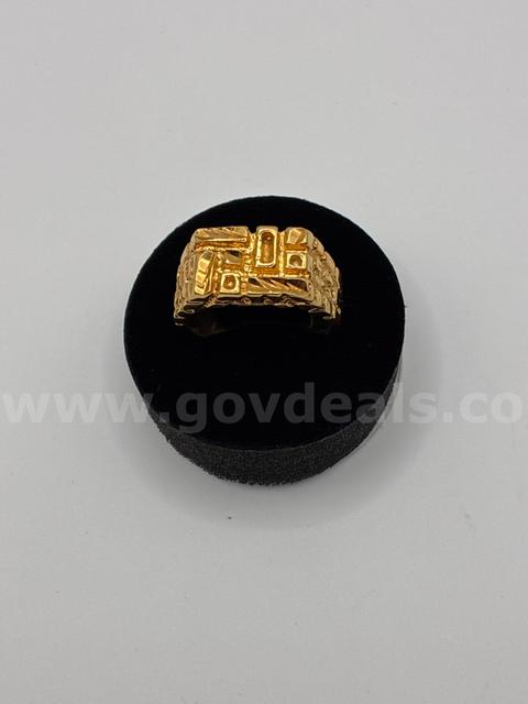 Stunning, Men’s, Size 10.5, CZ, Grid Signet Ring, Real 24k Gold Filled