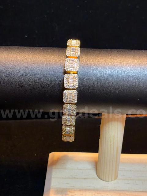 Dazzling, 8 Inch, Heavy, 1.5 oz,Iced-Out Baguette Link Bracelet, 24K Gold Filled