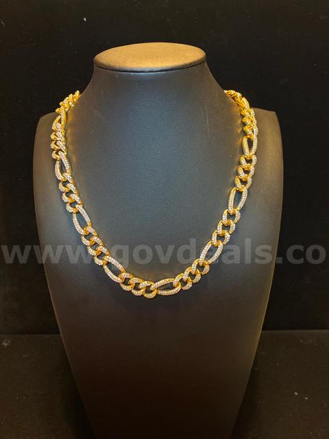 Stunning, 18 Inch, Iced-out Mariner Link Bracelet, 2.7oz, 24K Gold Filled