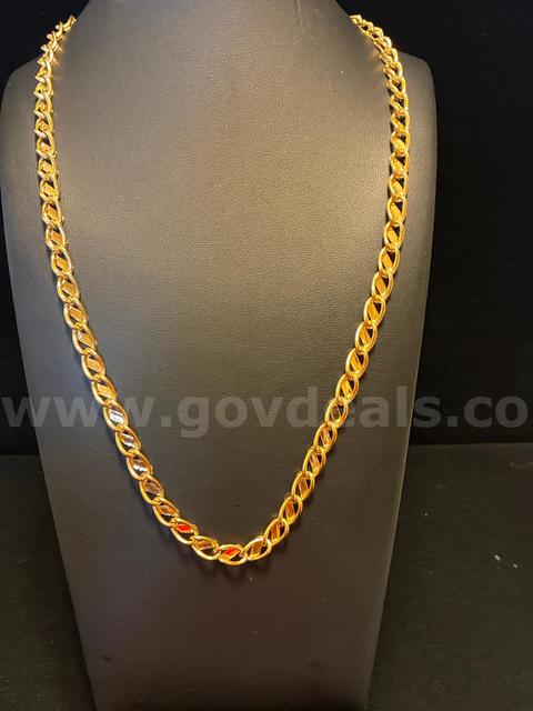 Gorgeous, 22β, Open Marquise Link Chain. 24K Real Gold Plated.