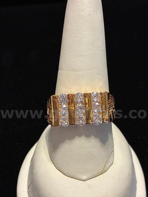 Stunning, Men's, Real 24k Gold Filled, Size 11.5, Geometric Bar & CZ Band Ring