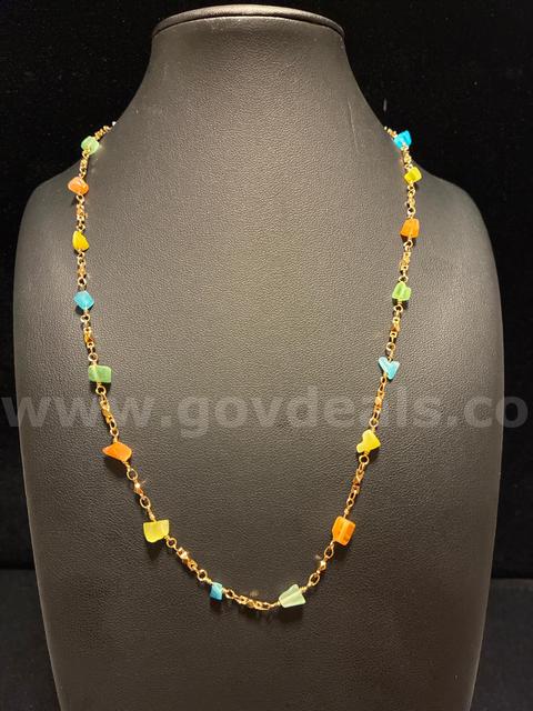 Beautiful, 20”,Candy Gem Station Necklace, 24K Real Gold Filled.