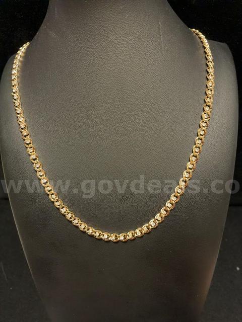 Elegant, 24” Diamond-Cut Iced CZ Cuban Link Necklace, 24K Real Gold Filled.