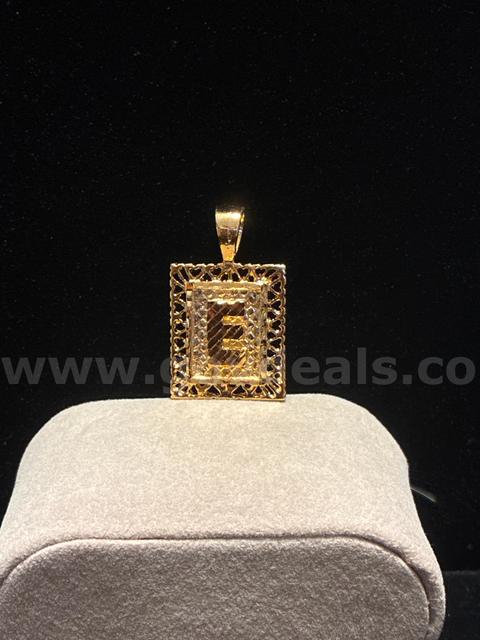 Beautiful, Diamond-Cut Monogram Letter “E” Pendant, 24K Real Gold Filled.