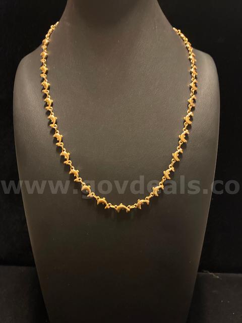 Dainty, Dolphin Link 18β Necklace, 24K Real Gold Filled.