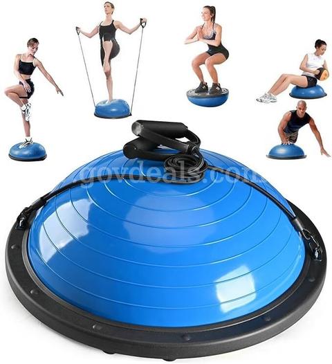 SHIPPING AVAILABLE Half Balance Ball Trainer, Half Yoga Exercise Ball with Resistance Bands and Foot Pump(A1-06)