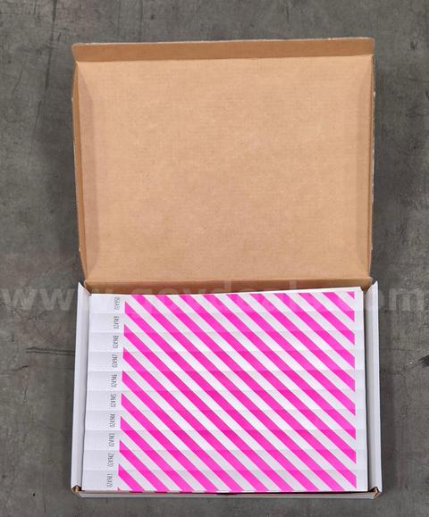 Case of 20,000 Tyvek Identification Wristbands β 19mm (3/4"), Pink/White Stripe Design