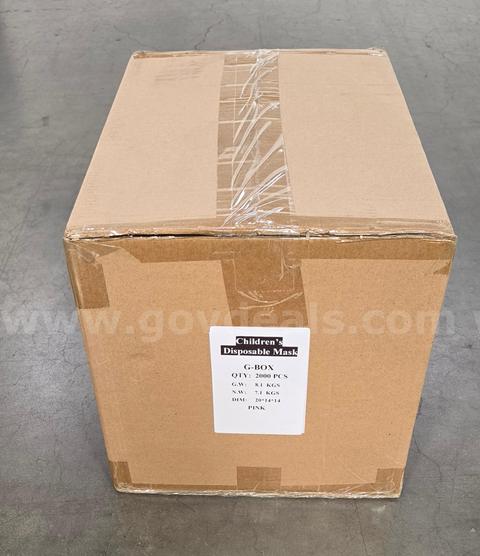 7 Surplus Cases of Children's Disposable Face Masks - Pink (2,000 PCS per case) Expired 6/8/2022