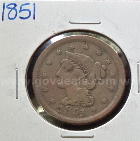1851 Braided Hair Large Cent | Full Date Visible Bold Readable and Strong Historic Appeal