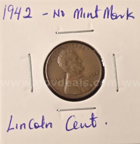 1942 Lincoln Wheat Cent struck at the historic Philadelphia Mint during the World War II era.