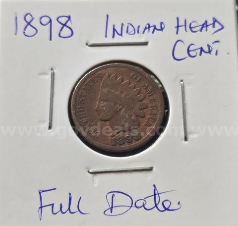 1898 Indian Head Cent-Full Date | Philadelphia (No Mint Mark) | A classic late-19th-century Indian Head cent with Wreath