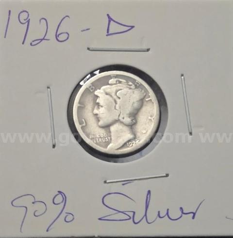 1926-D Mercury Dime | 90% Silver| A solid addition for building a Mercury dime date/mint set from the mid-1920s.