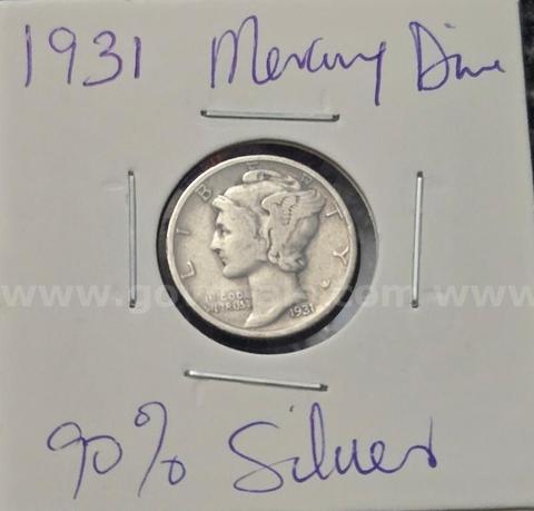 1931 Mercury  Dime | 90% Silver- No Mint Mark| Low Mintage Date.