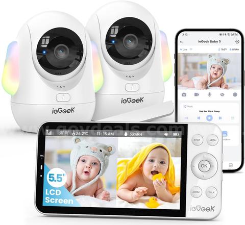 SHIPPING AVAILABLE ieGeek 5.5ββ Split-Screen Baby Monitor,2.5K UHD Baby Monitor with 2 Cameras and Audio(CM-07)