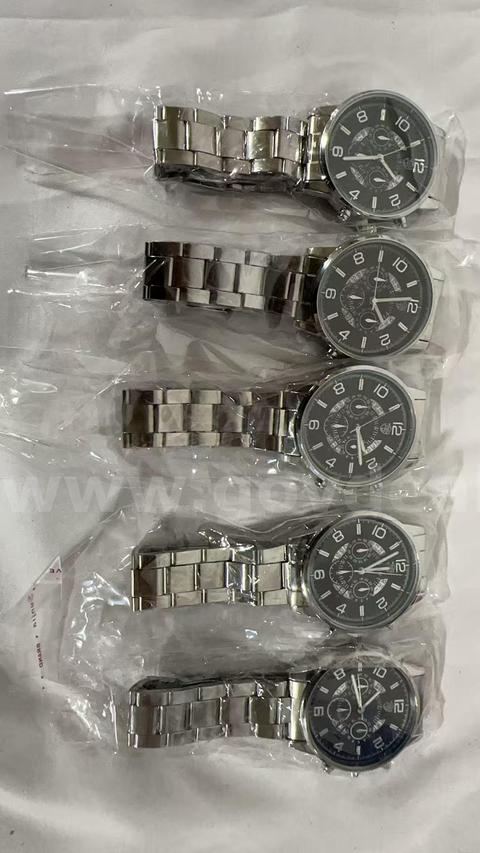 SHIPPING AVAILABLE lot of 5 Men's Stainless Steel Chronograph Watch,  Black Dial Analog Quartz Wrist Watch(W1-01)