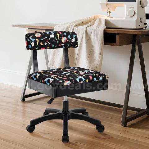 SHIPPING AVAILABLE Lessmore Adjustable Height Sewing and Crafting Chair with Wheels, Back Support, and Under Seat(A-15)