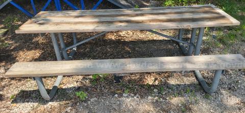One 8' Picnic Table, galvanized metal frame