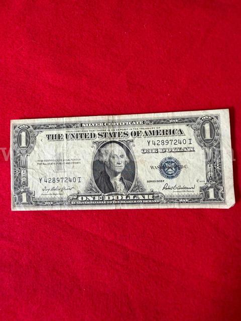 $1 1935 F Series "MISCUT/OFF CENTER" circulated