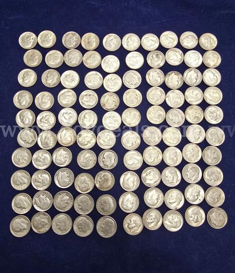 100 U.S. PRE-1965 SILVER DIMES