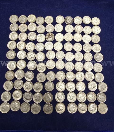 100 U.S. PRE-1965 SILVER DIMES