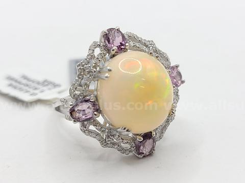 Natural 7.40ctw Opal Spinel Diamond  Ring  Size 7.25