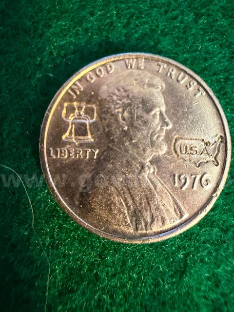 1976 Cent Nickel Plated with Liberty Bell and USA map stamps VERY COOL