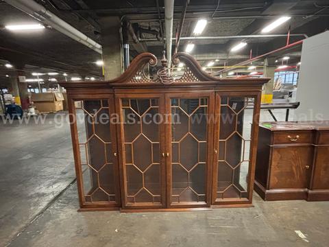 Matching Wooden Display Cabinet & Credenza Set SOLD TOGETHER – PICKUP ONLY – NO 3RD‑PARTY PICKUP