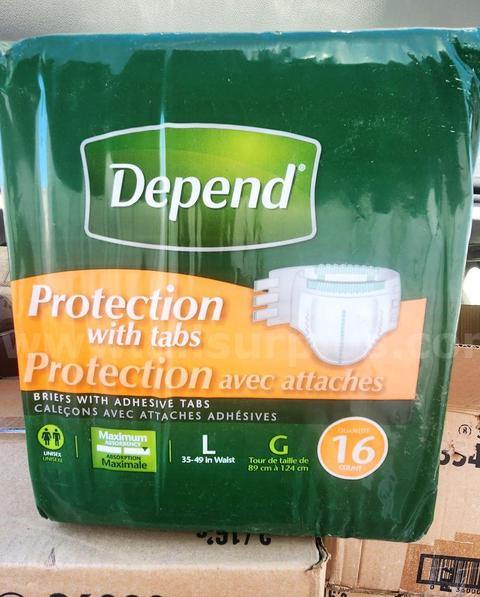 10 cases of (3) 16 Count Depend Protection with Tabs β Adult Incontinence Underwear Large Diapers