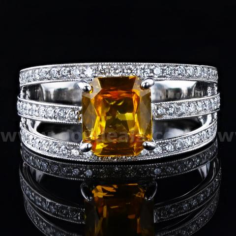 YELLOW SAPPHIRE and DIAMOND RING