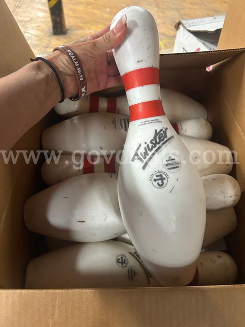 Box of Plastic Bowling Pins (used)