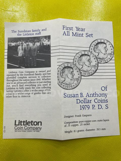 LITTLETON FIRST YEAR 1979 SUSAN B ANTHONY P-D-S MINT SET CLAD UNCIRCULATED FREE SHIPPING (USA ONLY)